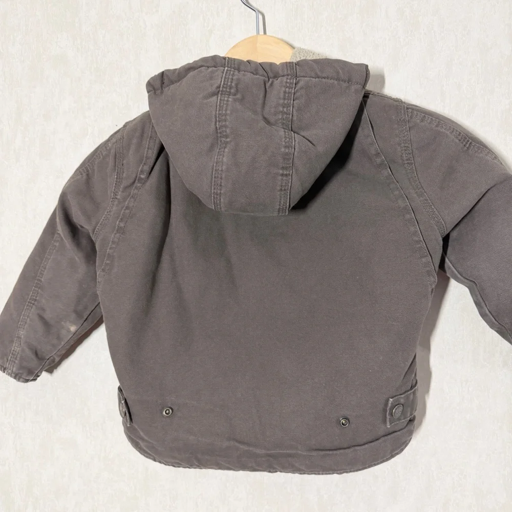 Berne Kids Boys Softstone Sherpa-Lined Hooded Coat-Bark Jacket Full Zip Brown 3T